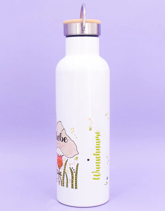 Thermosflasche mit Bambusdeckel "Bergliebe" 750ml